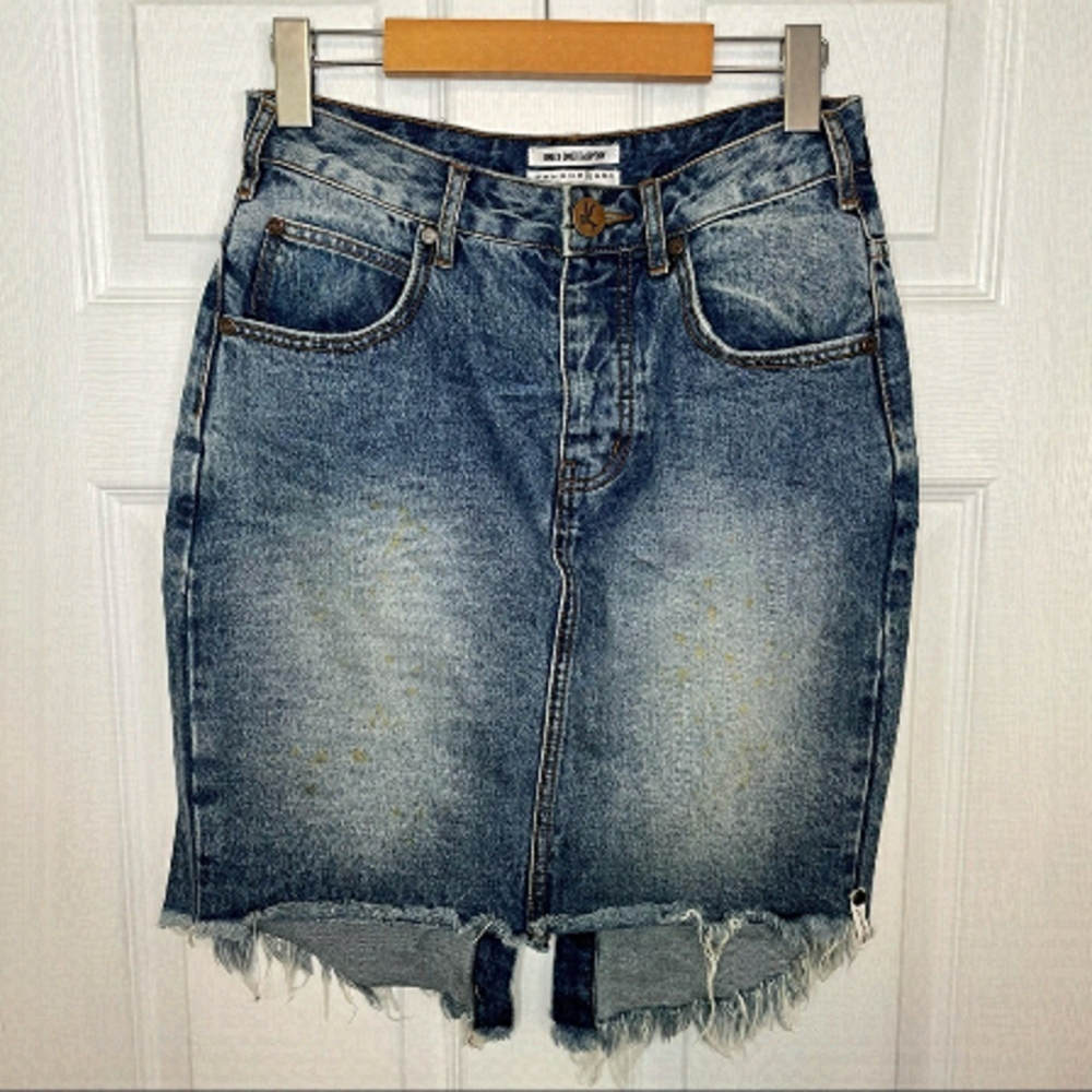 ONE Teaspoon Blue Jean Mini Denim Skirt Size 28